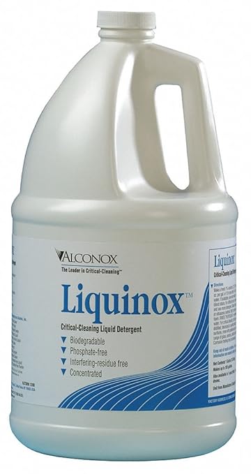 Alconox 1201 Liquinox Anionic Critical Cleaning Liquid Detergent, 8.5pH, 1:100 Dilution Ratio, 1 Gallon Plastic Bottle