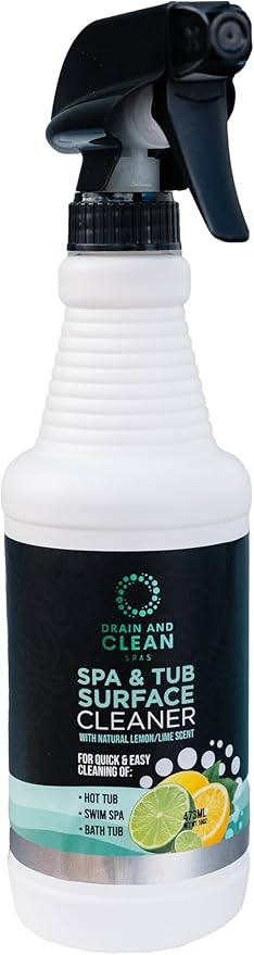 Spa & Hot Tub Surface Cleaner - All Natural Lemon/Lime Scent, Removes Scale, Dirt, Grime, & Hard Water | Ideal for Hot Tubs, Swim Spas, Bath Tubs & Showers | 16oz