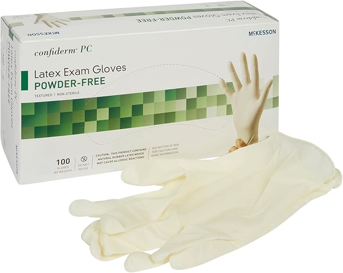 McKesson Confiderm Disposable Latex Exam Glove Standard Cuff Length