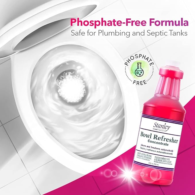 Stanley Toilet Bowl Cleaner & Deodorizer Concentrate 32 oz – Wild Rose Scent – Septic‑Safe Bowl Refresher – Cleans Stains & Residue with Each Flush (Pack of 1)