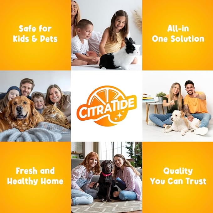 Stain & Odor Remover Concentrate (16 fl oz) – Citrus Powered Enzymatic Cleaner – Plant-Based Pet Safe Formula for Carpets, Upholstery, Hard Floors & More – USA Made, Eco-Friendly, Non-Toxic