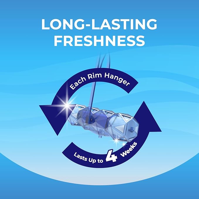 Toilet Bowl Cleaner Blue Active Rim Hanger – Ocean Scent, 2 × 1.8 OZ (50g), Lasts Up to 2 Months, Cleans & Deodorizes with Every Flush