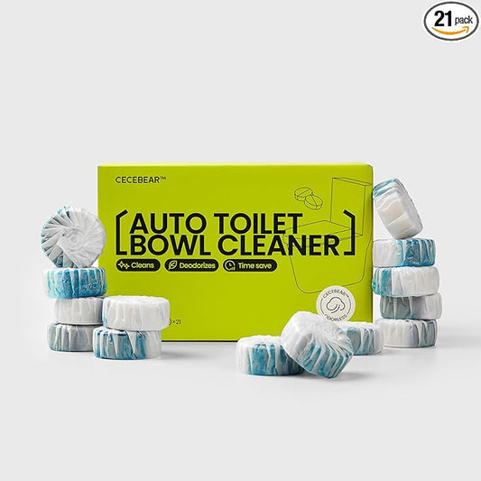 Auto Toilet Bowl Cleaner Tablets, 21 Tabs, Automatic Long-Lasting Blue Toilet Tank Cleaner, Septic-Safe, Helps Reduce Hard Water Stains, Easy to Use