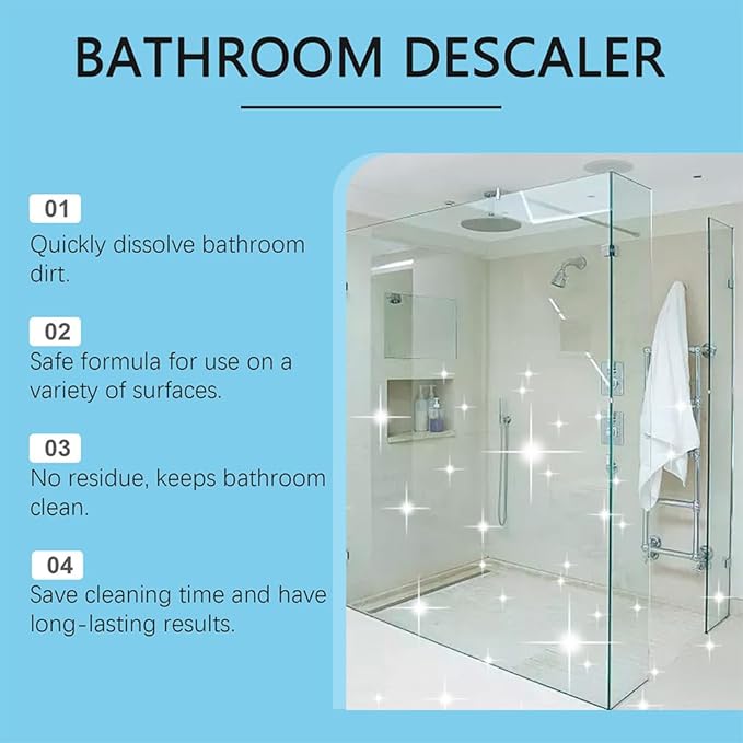 2025 New Bathroom Descaler Foam Cleaner, 6.76 Fl Oz Bathroom Descaler, Stubborn Stains Cleaner, All Purpose Rinse Cleaning Foams Spray for Toilet Bath Shower Glass Sink Cleane (1Pc)