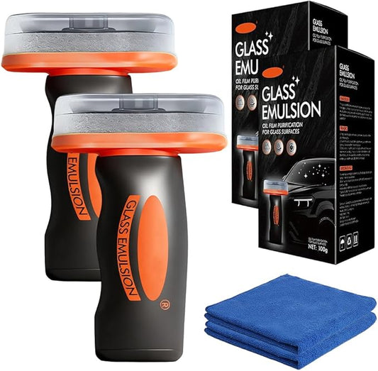 2025 Handheld Glass Oil-Film Remover, New Upgrade Emulsion Cleaner Glass Cleaning Board, Automotive Oil Film Cleaning Brush for Car Windows (2)