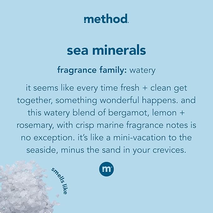 Method Gel Dish Soap, Sea Minerals Scent, Tough on Grease & Stuck-on Food, Cruelty Free Formula, Made with Recycled Plastic, 18 Fl Oz (Pack of 6)