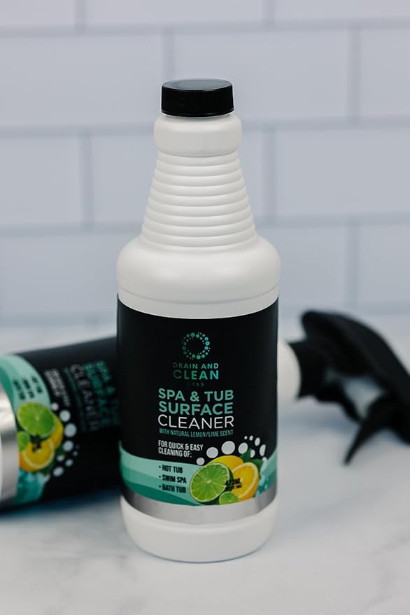 Spa & Hot Tub Surface Cleaner - All Natural Lemon/Lime Scent, Removes Scale, Dirt, Grime, & Hard Water | Ideal for Hot Tubs, Swim Spas, Bath Tubs & Showers | 16oz