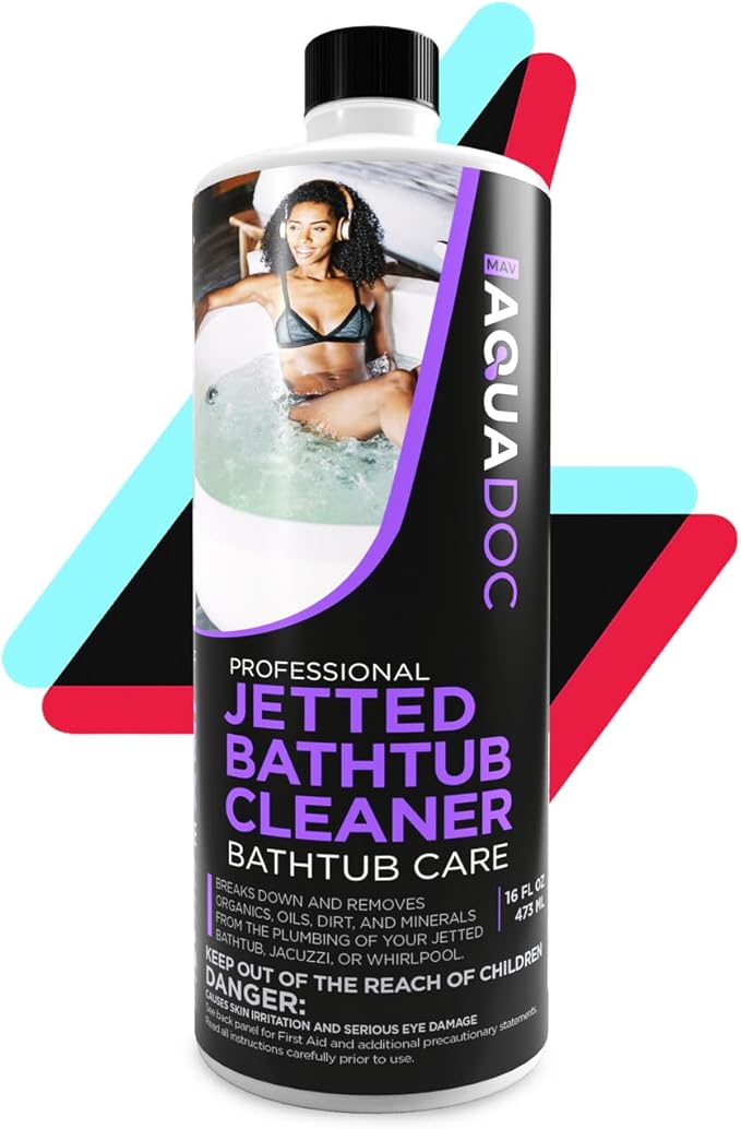AquaDoc Jetted Bathtub Cleaner - Bathtub Jet Cleaner & Spa Cleaner Chemical - Fast Acting Jetted Tub Cleaner - Recommended Jet Tub Cleaner for Bathtub and Spa Cleaner for Hot Tub