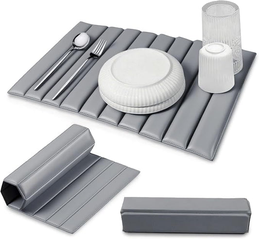 Large Stone Dish Drying Mat for Kitchen Counter 24x16 Inch - Super Absorbent Quick Dry Diatomaceous Earth with PU Leather, Foldable Space Saving Stone Bath Mats for bathroom