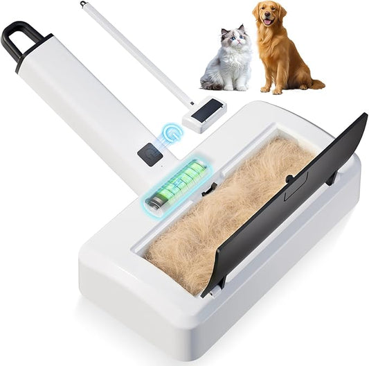 Lintlock Pet Hair Remover for Carpet, Electric Lint Roller Adjustable Handle Reusable Carpet Rake Dog Cat Hair Removal Tool for Carpets, Rugs, Furniture