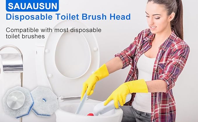 Disposable toilet brush head refill, with blue cleaner, 50 pcs