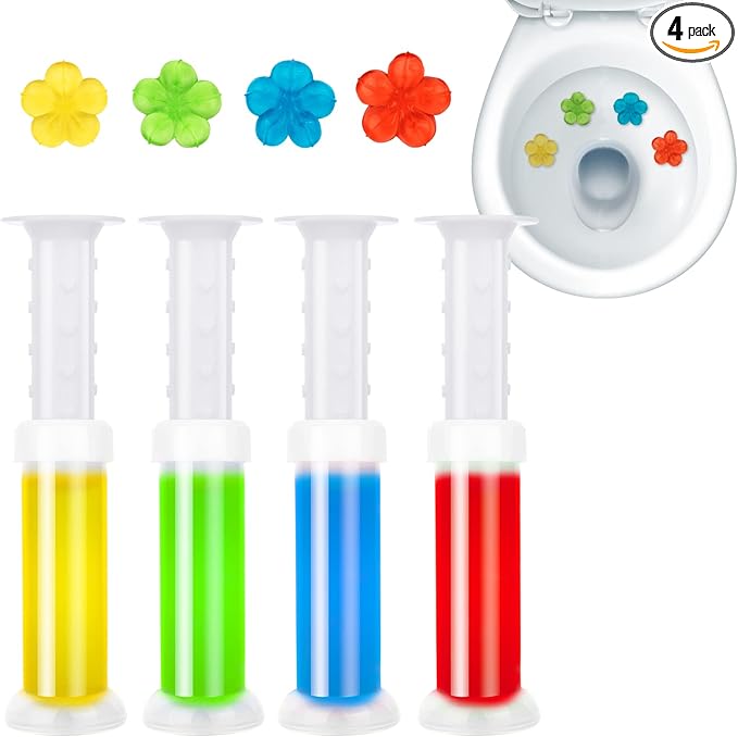 Toilet Gel Stamp, 4Pcs/36 Count Flower Fragrance Bathroom Deodorizer Bowl Cleaner Toilet Jerry