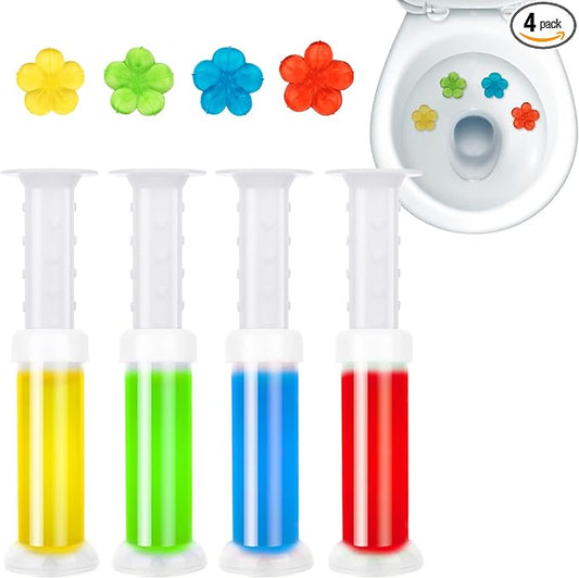 Toilet Gel Stamp, 4Pcs/36 Count Flower Fragrance Bathroom Deodorizer Bowl Cleaner Toilet Jerry