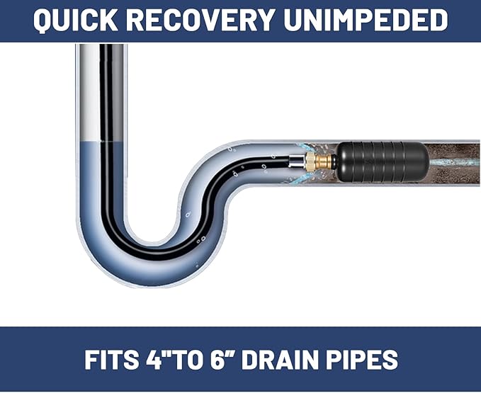 Drain Bladder Kit, Drain Cleaning Bladder With Water Stop Valve Faucet Adapter And 16 3/8ft Garden Hose, Drain Blockage Unclog Kit For Bathroom Drains Kitchen Sinks, Fit 4 To 6 IN Drain Pipes