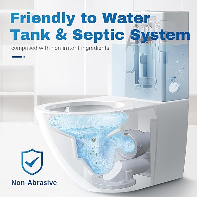 Automatic Toilet Bowl Cleaner Tablets White Toilet Tank Cleaners, Septic-Safe Hard Water Ring Stain Remover, Smell Eliminator Heavy Duty Toilet Cleaning & Deodorizer, Fresh Scent - 12 PACK