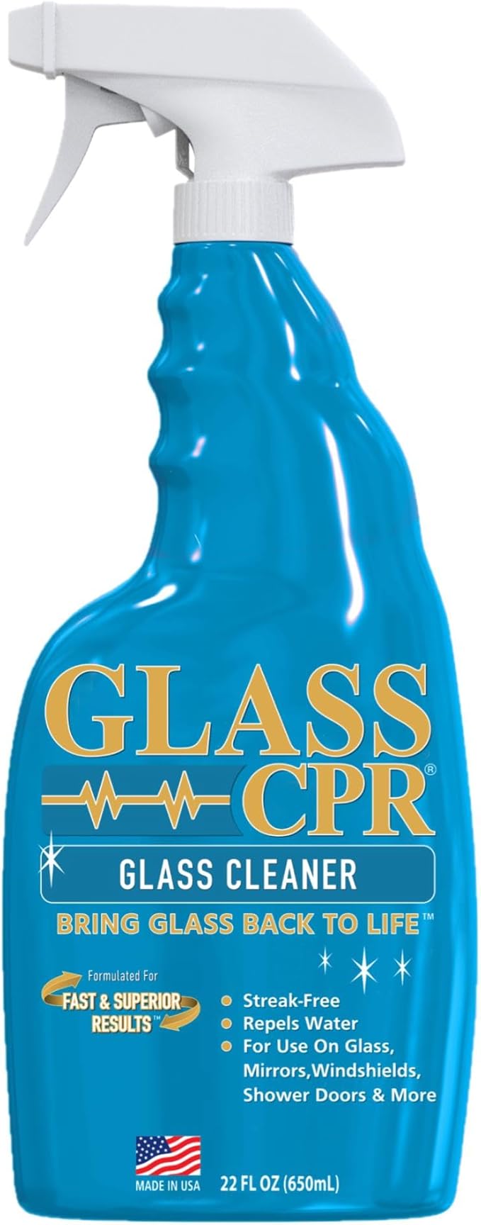Glass CPR 2-in-1 Glass Cleaner & Water Repellent (22oz) | Deep Cleaning for Glass, Mirrors, Windows, Windshields, Shower Doors (2 Pack)