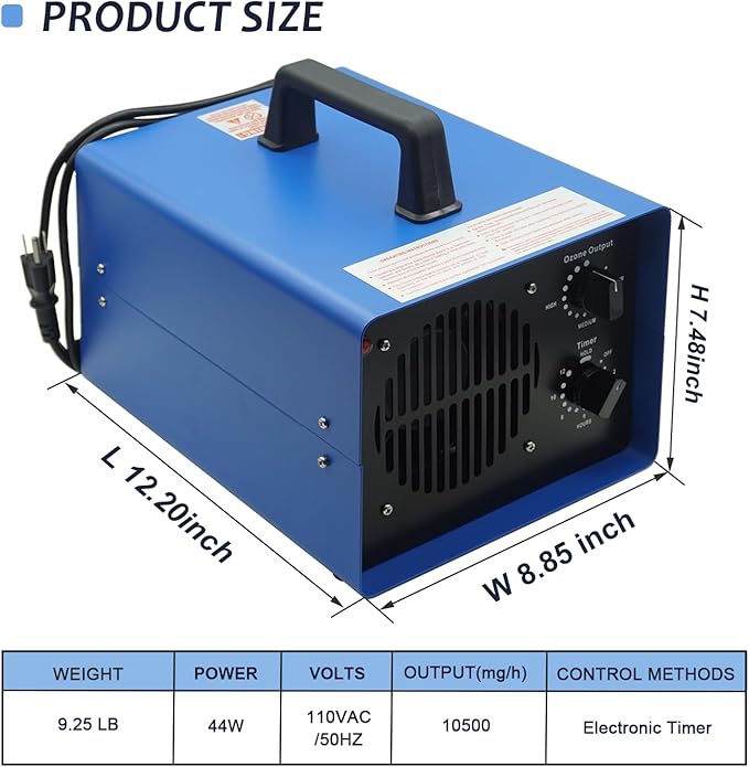 0zone Generator, 3500 Sq/Ft 0zone Machine Ionizer for Industrial, Commercial, Home, Car, Basement