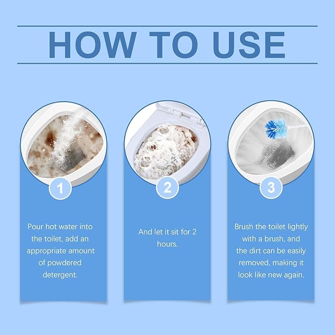 Splash Toilet Cleaner, New Foaming Bowl Toilet Cleaner, Bowl Powder Bathroom Sink and Drain Powder(2 Box 12 Bags)