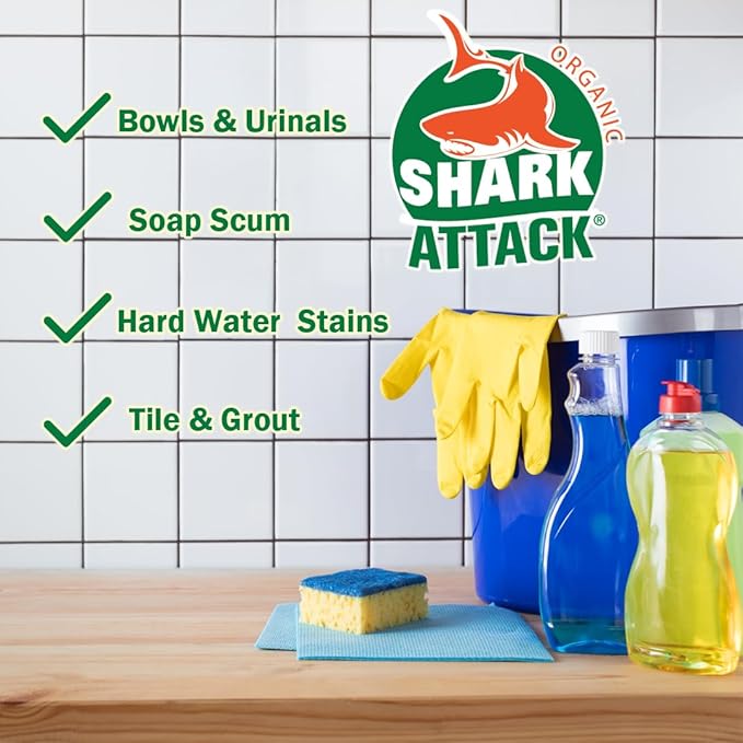 Shark Attack Organic - Bathroom Cleaner & Protectant, Shower Tile Cleaner, Soap Scum and Buildup Cleaner & Protectant - 32 oz (12)
