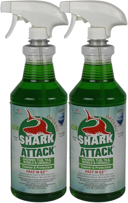 Shark Attack Organic - Bathroom Cleaner & Protectant - 32 oz (2), Green