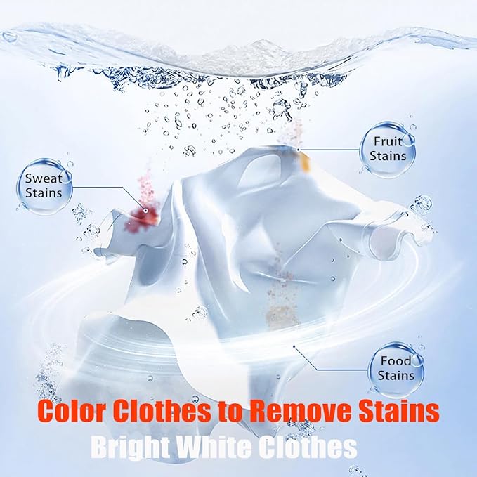 XIRUJNFD Hyper Concentrated Strong Stain Remover Powder, Oxygen Laundry Powder, Professional Strong Formula for Clothes, Safe on Colors, Removes 99% of Stains, 17.6 Fl Oz (2)