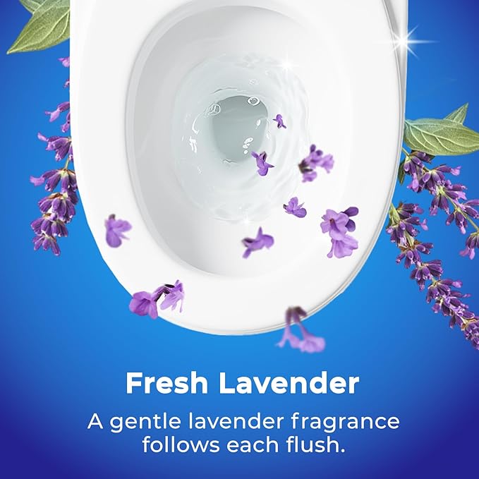 Foaming Toilet Bowl Cleaner – 10.5oz Auto-Activating Purple Foam, Removes Limescale & Odors, Lavender Scent, 3 Sachets