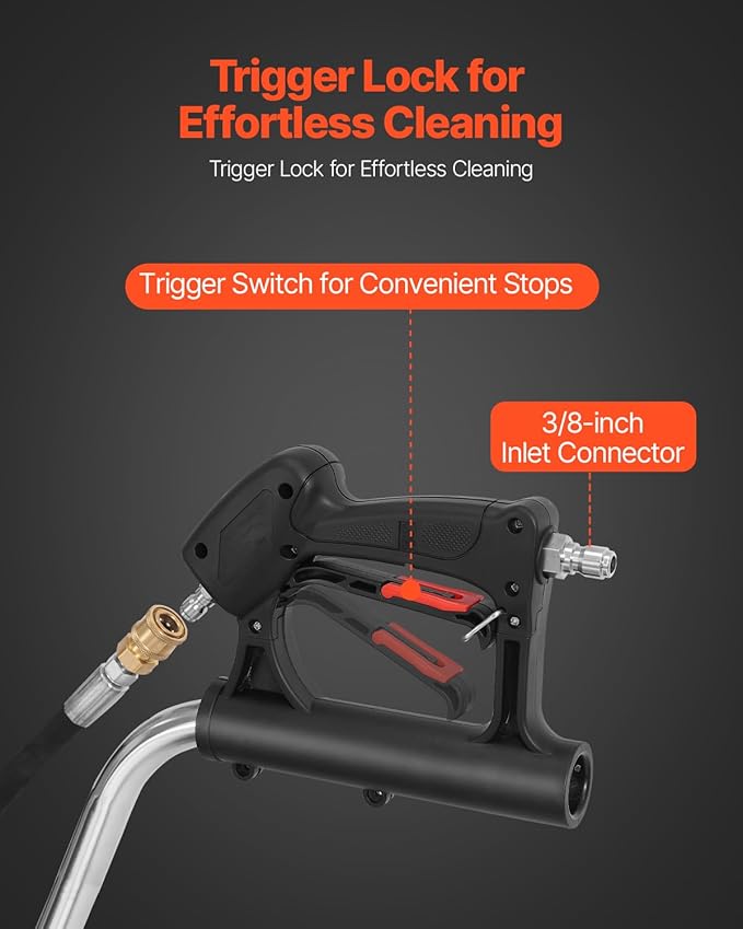 VEVOR 22" Pressure Washer Surface Cleaner, Stainless Steel Pressure Washer Attachments with 4 Wheels, 4500 Max PSI, 3/8 Quick Connector, 2 Spray Nozzles, Dual Handle, for Concrete, Patio, Sidewalk