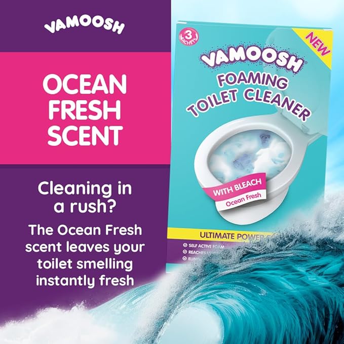 Vamoosh 6-in-1 Toilet Foaming Cleaner | Fast Foaming Action | Stays Active for 10 Minutes | Removes Stains | Eliminates Limescale & Removes Odor | Made in the UK | 100g (Pack of 6)