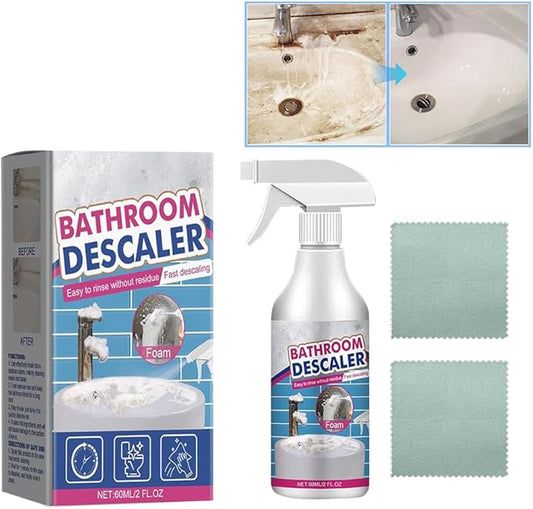 Bathroom Descaler Foam Cleaner, All-In-One Powerful Cleaner Spray, Strong Shower, Bathtub, Glass, Faucet, Tile, and Toilet Cleaner for Stubborn Stains & Limescale Removal (1)