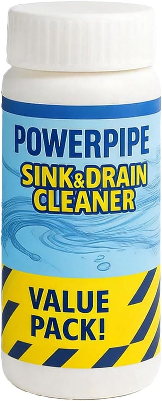 PowerPipe Foam Cleaner - Expanding Drain Cleaner for Sinks, Showers & Tubs - Clings to Pipe Walls to Remove Buildup, Biofilm & Odor - Safe for PVC, Metal & Copper Pipes - 20 Minute Action (1pcs)