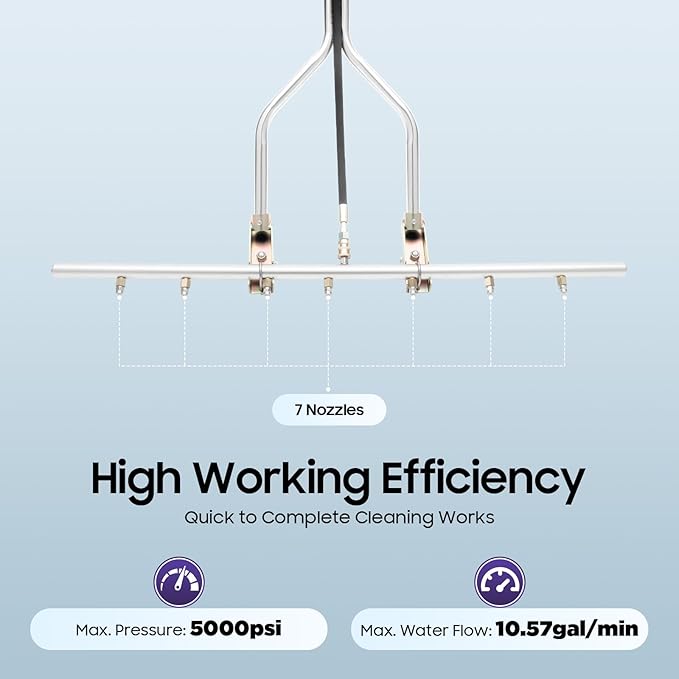 39" Surface Cleaner Water Broom Attachment, 1500-5000psi High Pressure Power Washer Broom with 7 Nozzles, Pressure Washer Water Broom 10.57Gal/min fits Hot and Cold Water