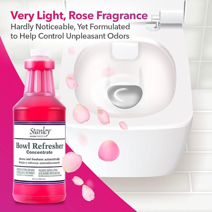 Stanley Toilet Bowl Cleaner & Deodorizer Concentrate 32 oz – Wild Rose Scent – Septic‑Safe Bowl Refresher – Cleans Stains & Residue with Each Flush (Pack of 1)