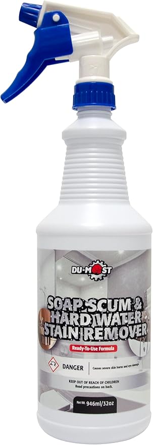 DU-MOST Soap Scum & Hard Water Stain Remover, High Foaming Acid Cleaner Removes Limescale & Soap Residue, Kitchen & Bathroom Use, 32 Oz