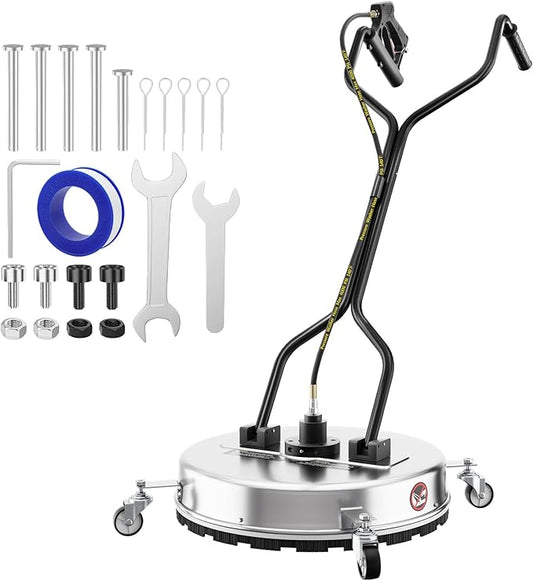 21''Pressure Washer Surface Cleaner,4500PSI Power Washer Surface Cleaner Attachment with Wheels,Dual Handle,Stainless Steel Housing, 3/8'' Quick-Connect for Driveway Sidewalk Curb Deck Patio Cleaning