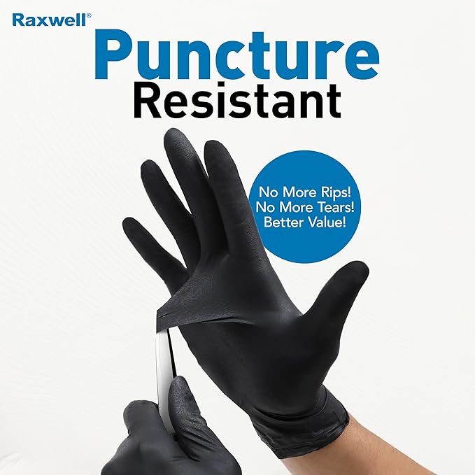 Raxwell Black Nitrile Disposable Gloves, Latex Free Food Grade, 6.5mil Mechanic Gloves for Cooking and BBQ