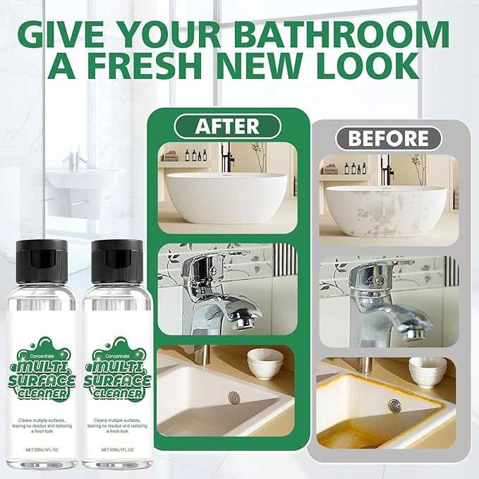 JAOJAO Bath Cleaner, Bathroom Tub Cleaner Powerful and Multifunctional Cleaning Gentle and Safe Formula Protecting Family Health Widely Applicable for Bathtub Shower Sink Kitchen, 30ml*2