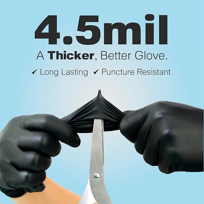 Raxwell Black Nitrile Disposable Gloves, Latex Free Food Grade, 6.5mil Mechanic Gloves for Cooking and BBQ