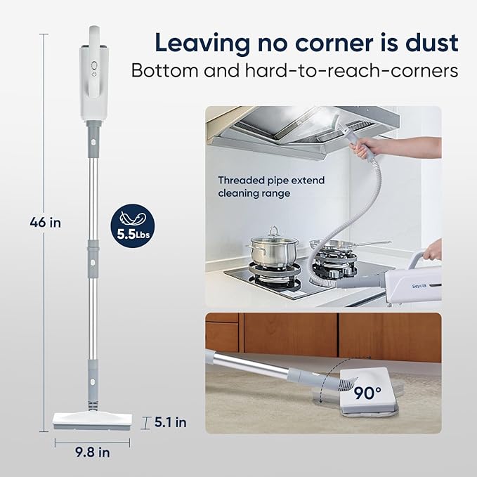 Steam Mop for Floor Cleaning, Steam Cleaner for Home with Handheld 6-in-1 Multi-function Attachments for Hardwood Floors, Clothes, Windows, Tiles Grout, Furniture Cleaning (off-white)