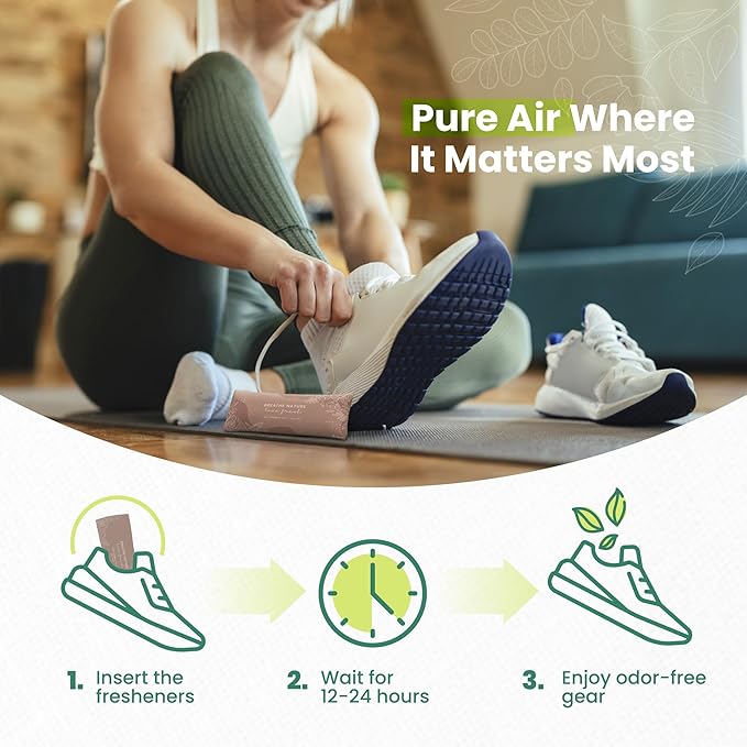 Roonin Shoe Freshener - Gym Bag Deodorizer - Boot Deodorizer - Shoe Odor Elimination - Activated Charcoal Odor Absorber - Stinky Shoes Smell Eliminator (2-pack)