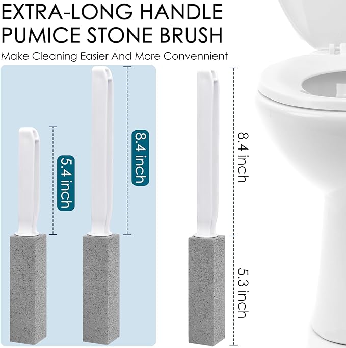 12 Pack Pumice Stone Toilet Bowl Cleaner with Extra Long Handle, Pumice Stone for Toilet Cleaning Toilet Stain Remover Heavy Duty Pumice Toilet Scrubber Brush Removes Hard Water Stains Limescale