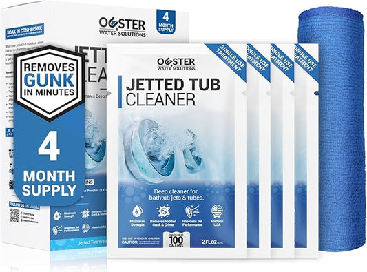 Bio Ouster Jetted Tub Cleaner Kit - Jet and Jacuzzi Tub Cleaner for Jets, Tubes, and Bathtubs - Includes Microfiber Towel - Professional Grade Formula, Made in USA (Kit)