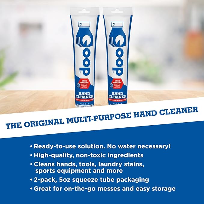 GOOP Original Multi-Purpose Waterless Hand Cleaner and Stain Remover - 5 oz Tube (Pack of 2)