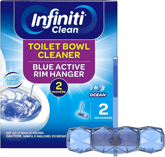 Toilet Bowl Cleaner Blue Active Rim Hanger – Ocean Scent, 2 × 1.8 OZ (50g), Lasts Up to 2 Months, Cleans & Deodorizes with Every Flush