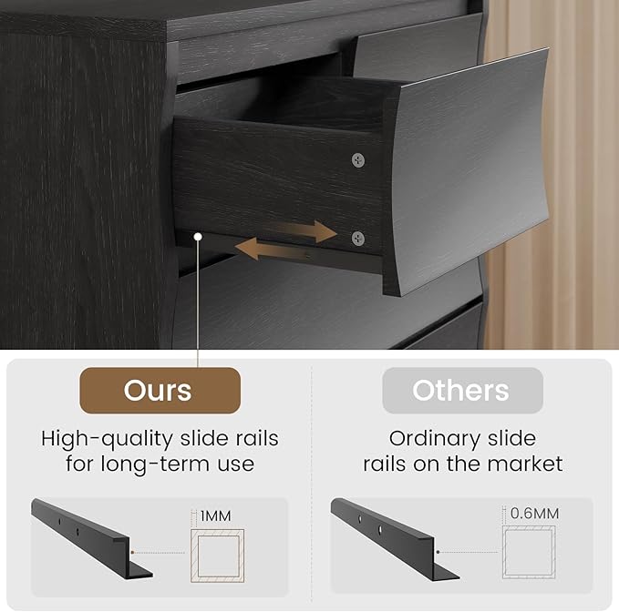 SUCSSRICH Black Tall Dresser for Bedroom, 52.8" Tall Dresser with 7 Drawers, Wood Dressers & Chests of Drawers, Accent Upright Drawer Organizers for Closet, Hallway