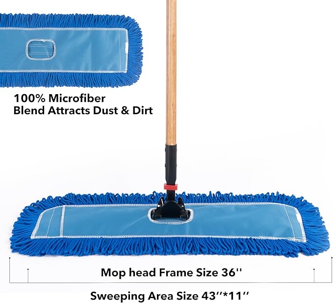 Matthew 36'' Microfiber Loop Dust Mop Washable Commercial&Residential Heavy Duty Mop Head Replacement Premium Absorbent Industrial Dust Mop Refill Pads for Hardwood, Office,Garage and Hotel -6Pack