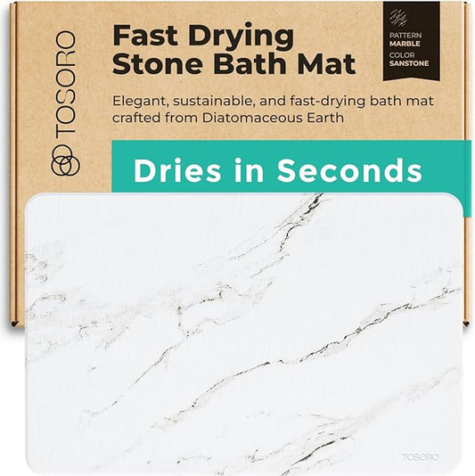 Stone Bath Mat, Diatomaceous Earth Non-Slip Stone Shower Mat - Quick Drying Absorbent Bath Mats for Bathroom - Elegant & Modern Design, Easy to Clean (23.5 x 15) - Sandstone