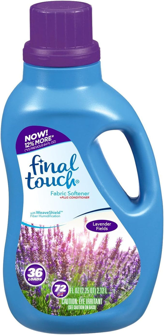 Lavender Liquid Fabric Softener with WeaveShield Fabric Care Technology by Final Touch | Softens & Freshens Laundry | Works in All Standard & HE Washing Machines | 72 oz