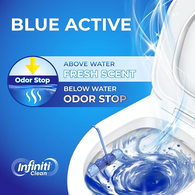 Toilet Bowl Cleaner Blue Active Rim Hanger – Ocean Scent, 2 × 1.8 OZ (50g), Lasts Up to 2 Months, Cleans & Deodorizes with Every Flush