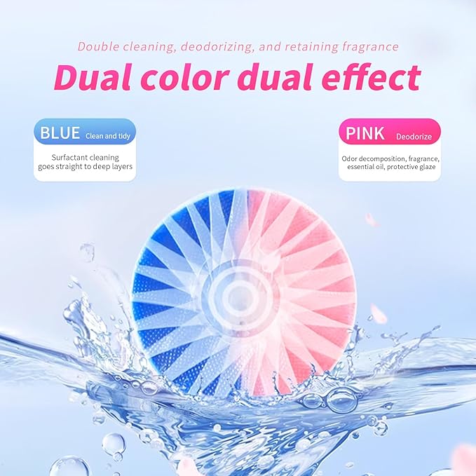 Automatic Toilet Bowl Cleaner Tablets, 30-Pack Long-Lasting Toilet Tank Cleaner for Bathroom, Blue Water Freshener, Prevents Stains & Odor, Safe for All Toilets (30, Blue and Pink)