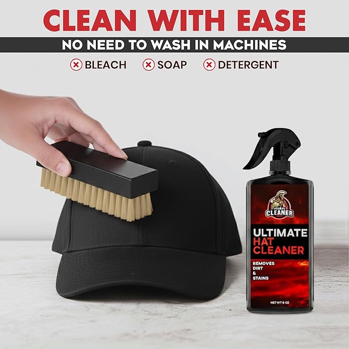 Ultimate Hat Cleaning Kit for All Types of Hats - Hat Cleaner with Brush and Deodorizer - Hat Stain Remover for Baseball Cap, Cowboy Hats and More